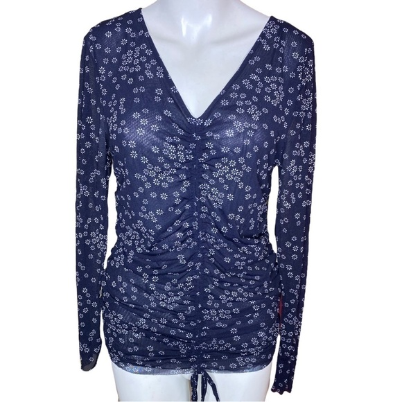 Vince Camuto Blouse Front Middle Ruched Ties Size Large - Picture 2 of 8